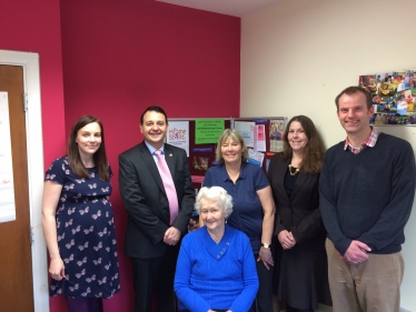 Mr Costa is pictured above with staff, trustees and volunteers 