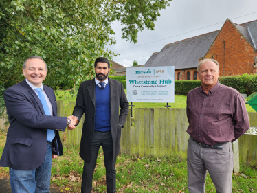 photo Photo outside site which includes Alberto Costa MP, Mr Zoheb Shariff, Cllr Les Phillimore. (L to R)