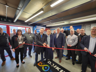 Alberto and Cllr Maggie Wright with owner of Stuart Plumbing and Stuart's team. 