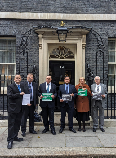 Alberto with local councillors outside Number 10